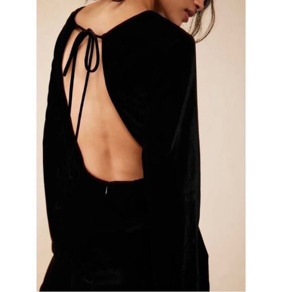 Free People Size Small Chelsey Black Velvet Open Back Mini Dress NWT - Picture 3 of 12